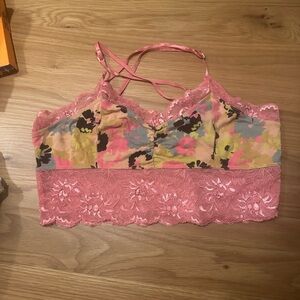 Urban outfitters bralette pink with floral size medium